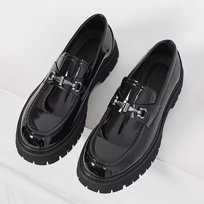 Men's Glossy Platform Loafers