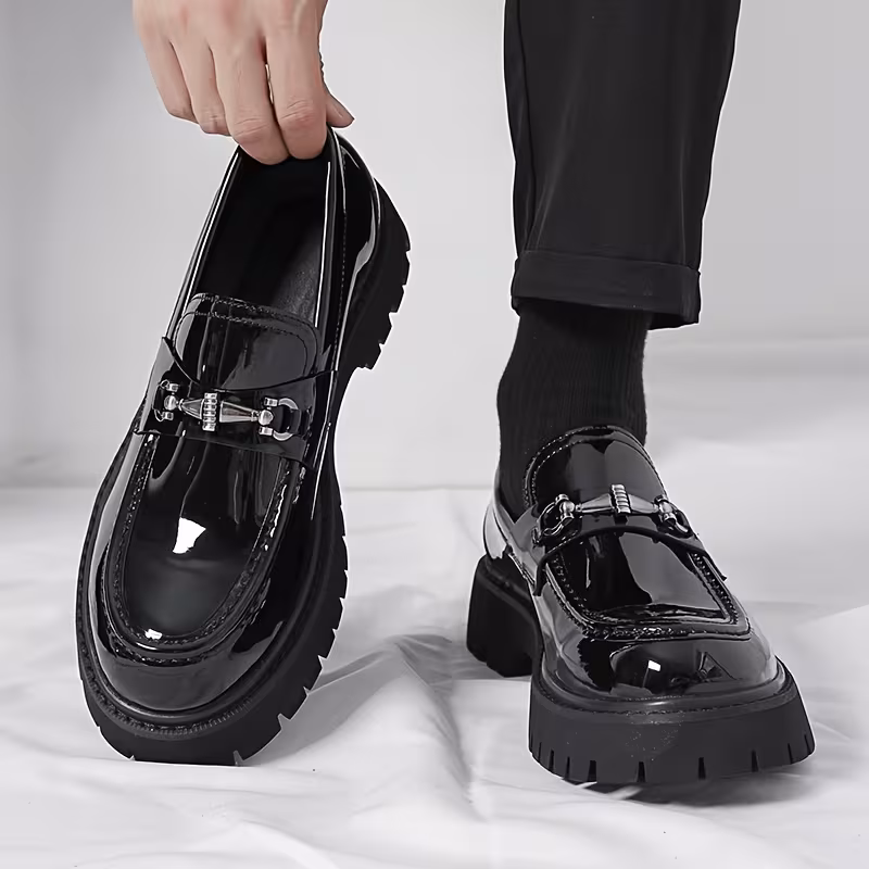 Men's Glossy Platform Loafers - Image 4