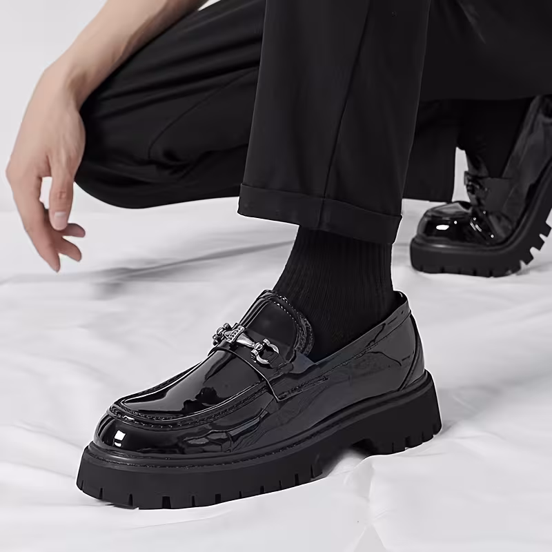 Men's Glossy Platform Loafers - Image 3