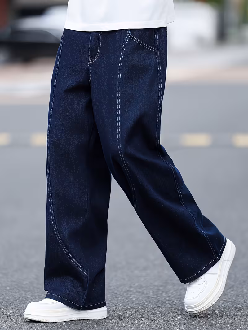 Streetwear Straight-Leg Blue Jeans - Image 5