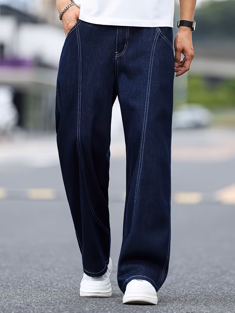 Streetwear Straight-Leg Blue Jeans - Image 4