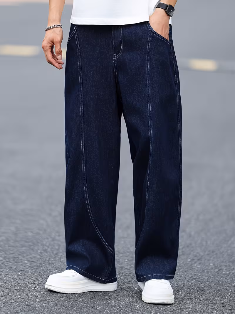 Streetwear Straight-Leg Blue Jeans - Image 3