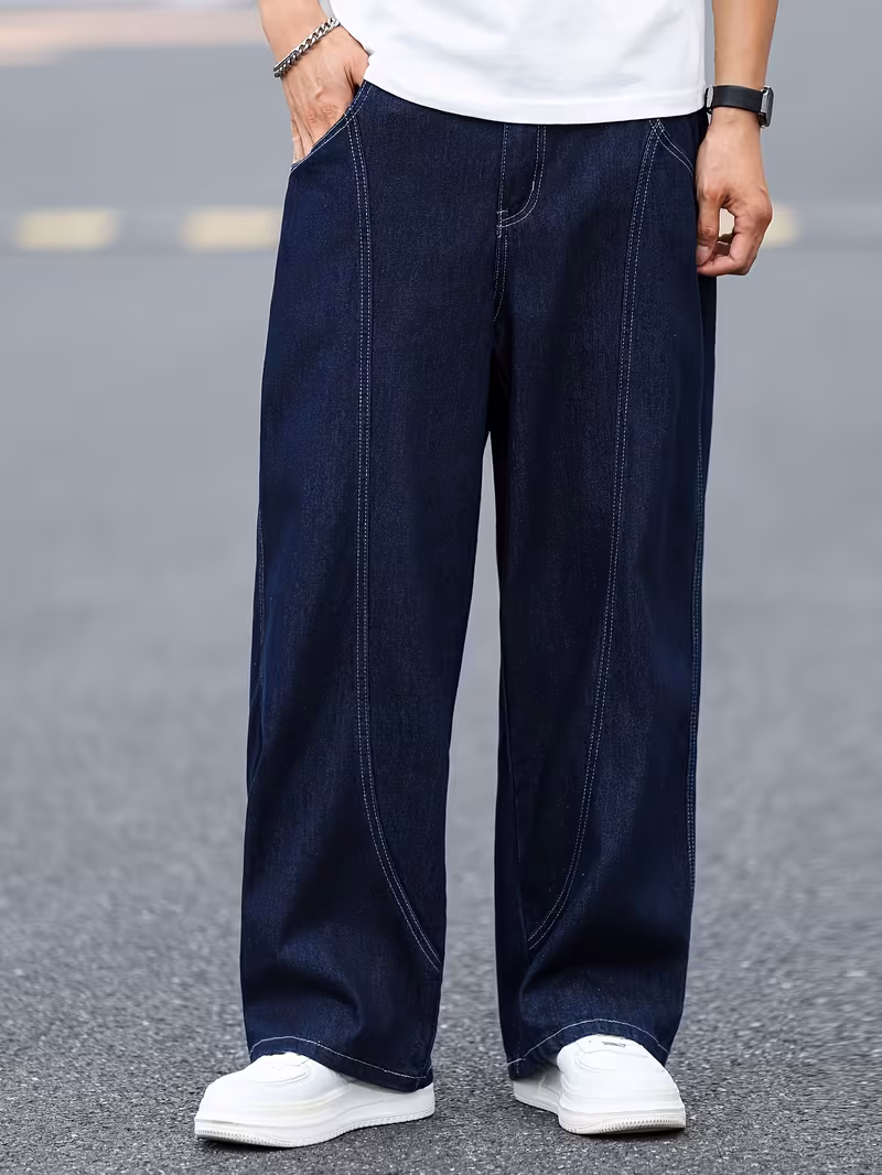 Streetwear Straight-Leg Blue Jeans - Image 2